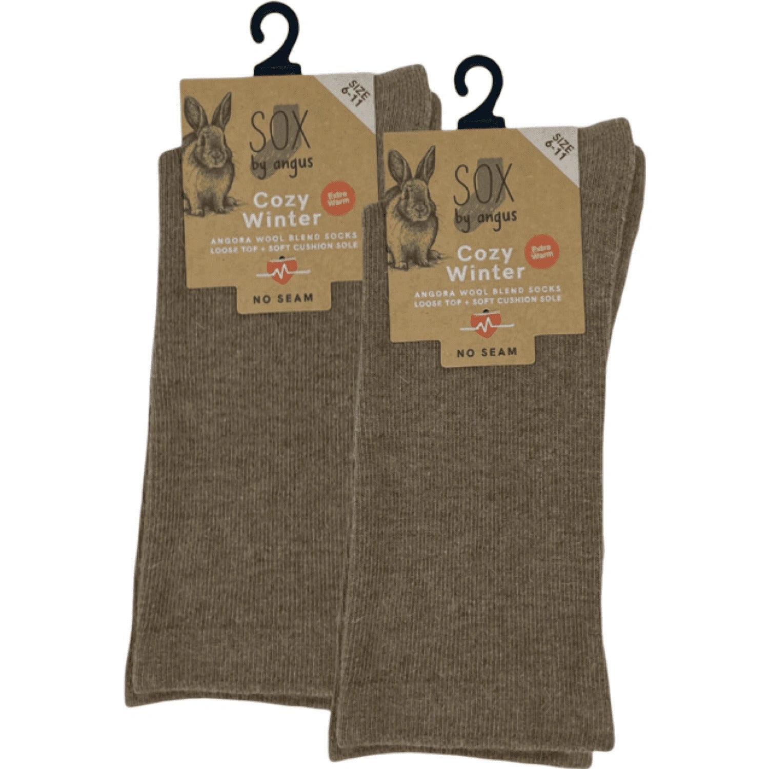 Cozy Mocha Angora Socks: Seamless Comfort, Loose Top, Pure Bliss for Your Feet!