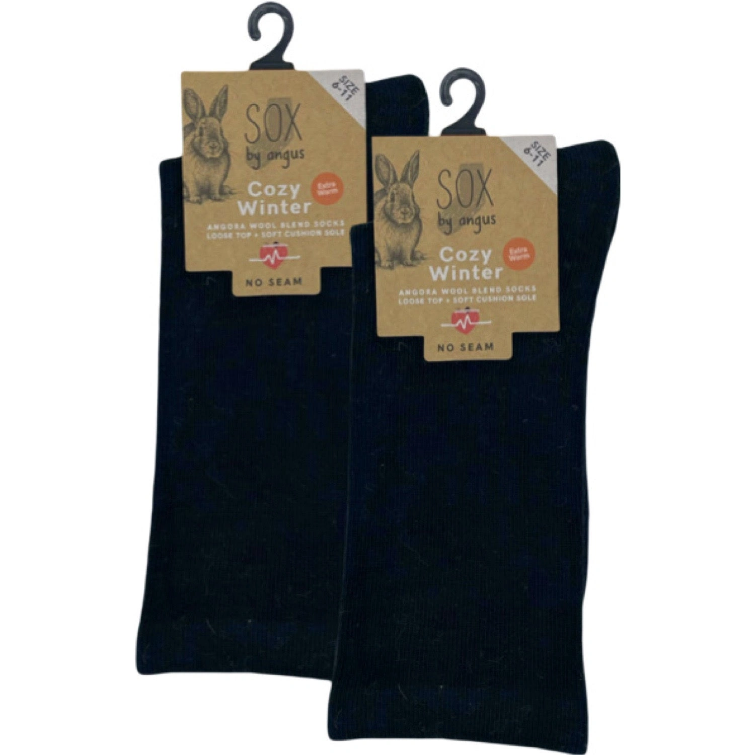 Cozy Angora Bliss Socks Black No-Seam Loose Top Comfort Ultimate Softness Feel the Luxury