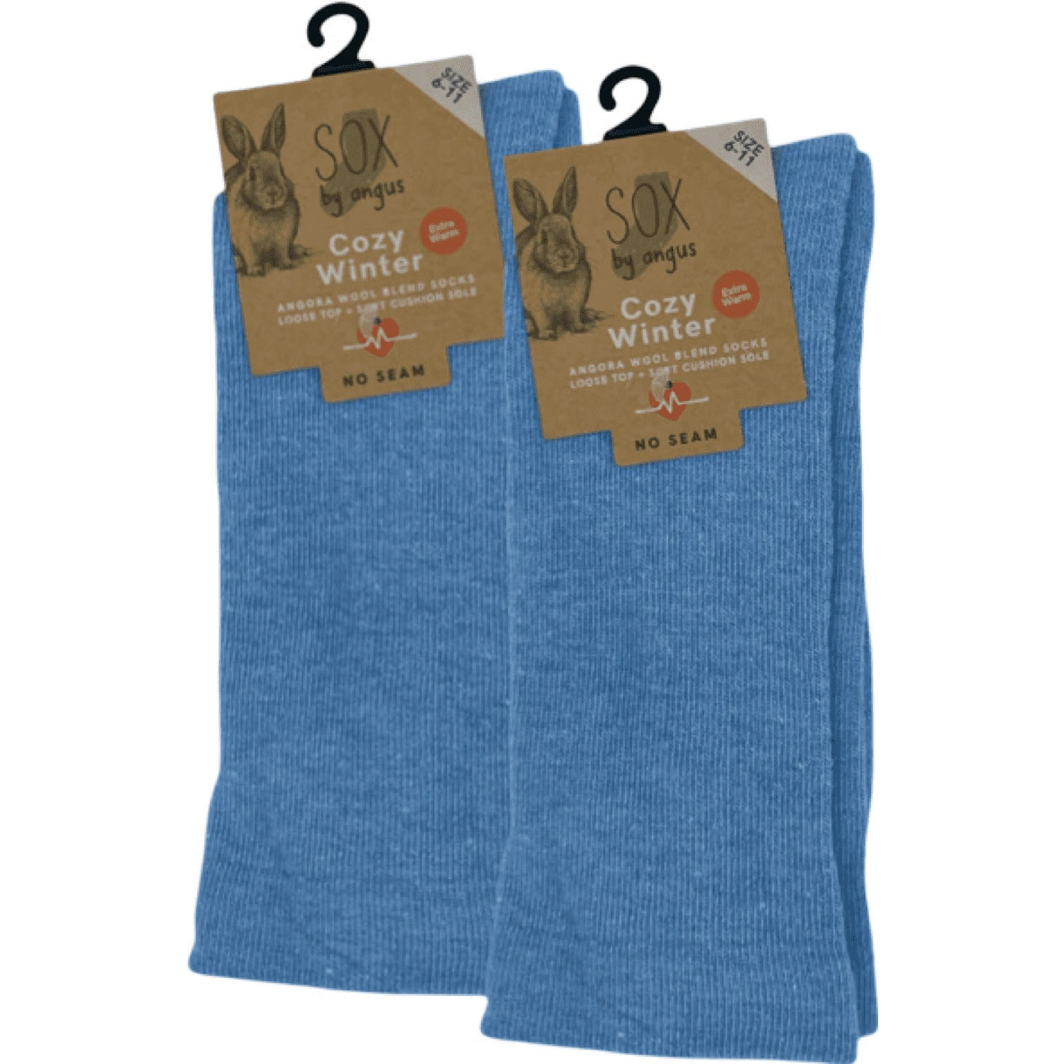 Sky Blue Angora Cloud Socks: No Seam, All Comfort. Feel the Fluff!