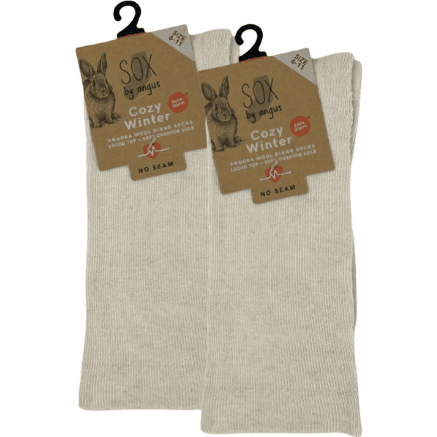 Cloudsoft Angora Socks Cozy Comfort No-Show Bone Color