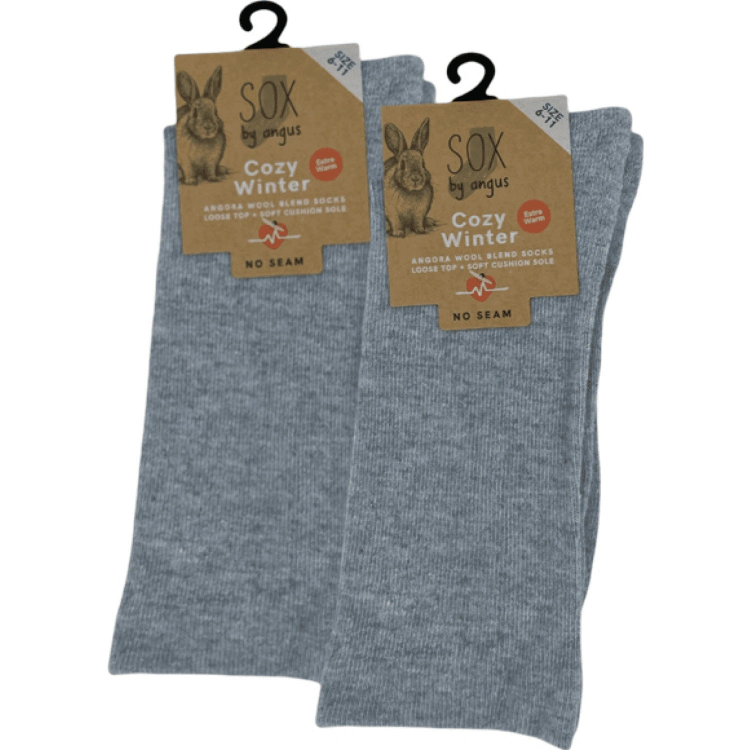 Cloud-Soft Angora Socks - Seamless Comfort, Light Grey Bliss.